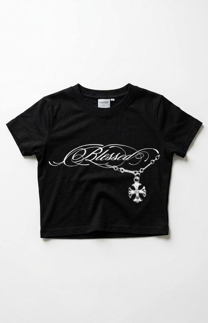 Blessed Baby Tee Siyah Crop