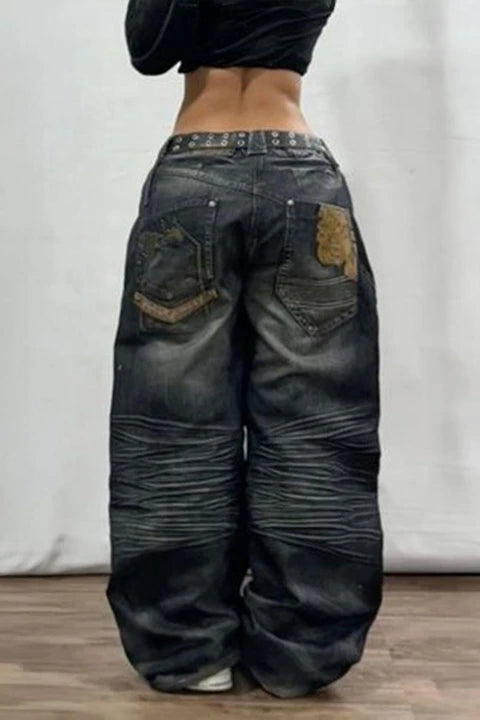 Vintage Baskılı Unisex Baggy Pantolon